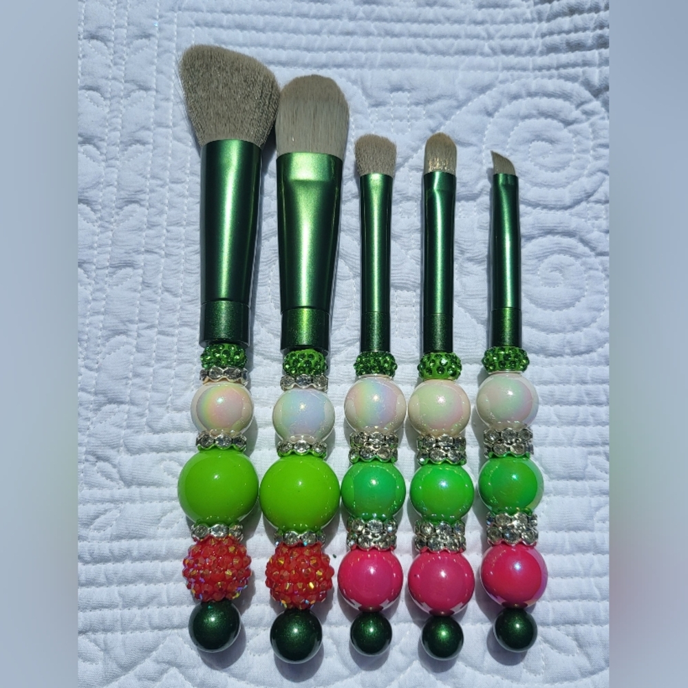 Handcafted Beaded Make Up Brush Set With Gift Box & Tag - NIP BUYERS CHOICE - Picture 4 of 7